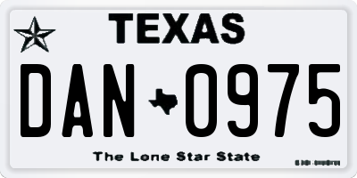 TX license plate DAN0975