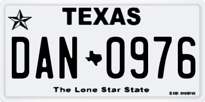 TX license plate DAN0976