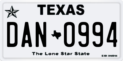 TX license plate DAN0994