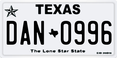 TX license plate DAN0996