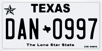 TX license plate DAN0997