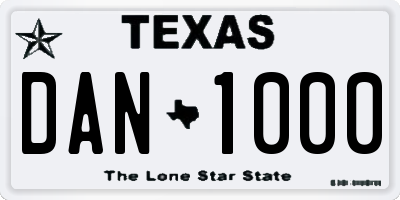 TX license plate DAN1000