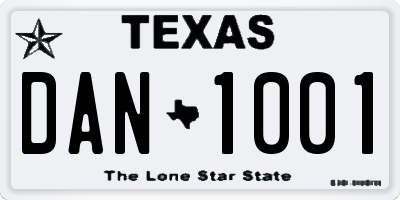 TX license plate DAN1001