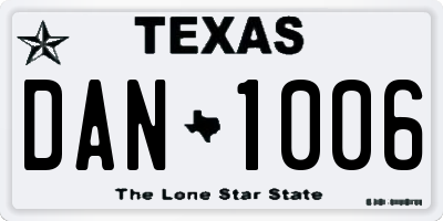 TX license plate DAN1006
