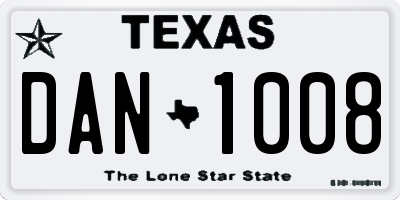TX license plate DAN1008