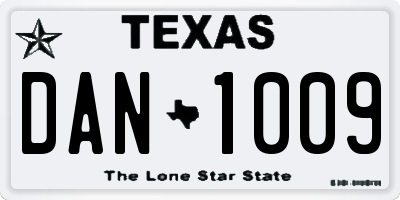 TX license plate DAN1009