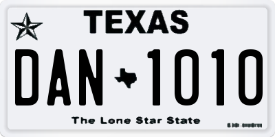 TX license plate DAN1010