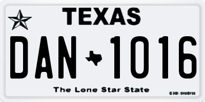 TX license plate DAN1016
