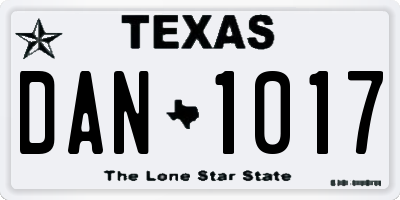 TX license plate DAN1017