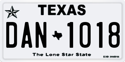 TX license plate DAN1018