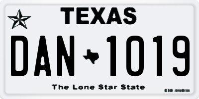 TX license plate DAN1019