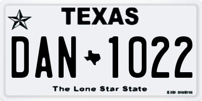 TX license plate DAN1022