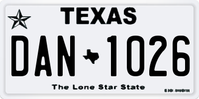 TX license plate DAN1026