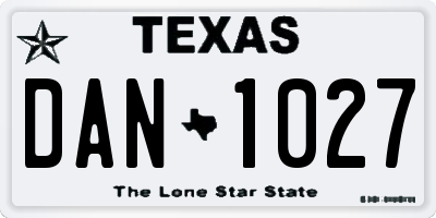 TX license plate DAN1027