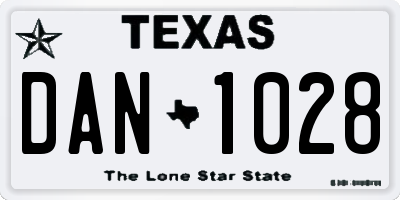 TX license plate DAN1028