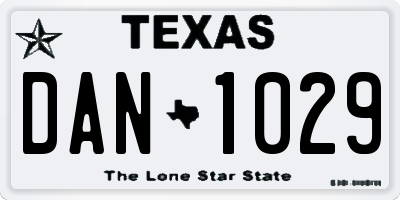TX license plate DAN1029