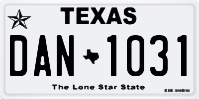 TX license plate DAN1031