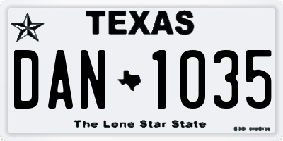 TX license plate DAN1035