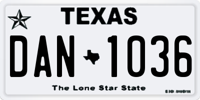 TX license plate DAN1036