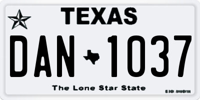 TX license plate DAN1037