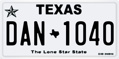 TX license plate DAN1040