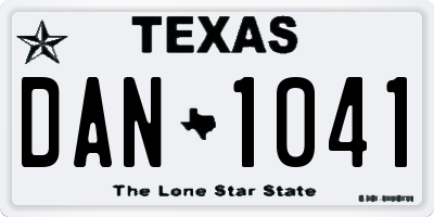 TX license plate DAN1041