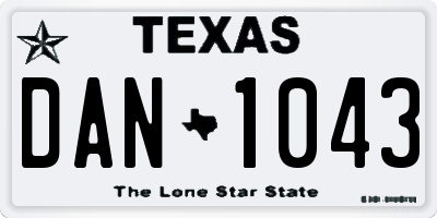 TX license plate DAN1043