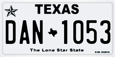 TX license plate DAN1053