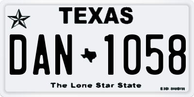 TX license plate DAN1058