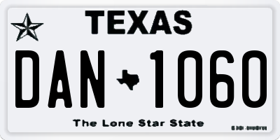 TX license plate DAN1060