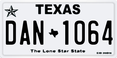 TX license plate DAN1064