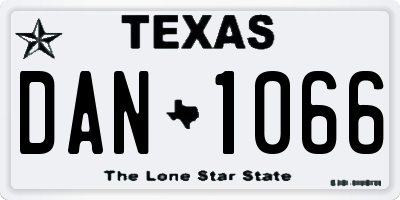 TX license plate DAN1066