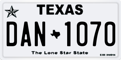 TX license plate DAN1070