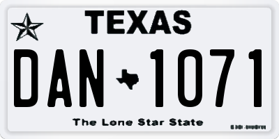 TX license plate DAN1071