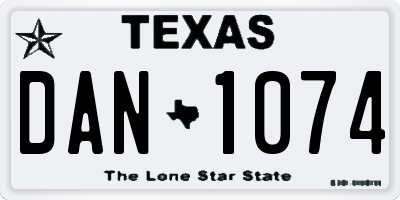 TX license plate DAN1074