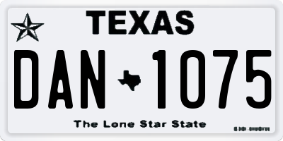 TX license plate DAN1075