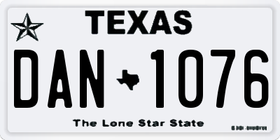 TX license plate DAN1076