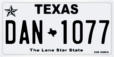 TX license plate DAN1077