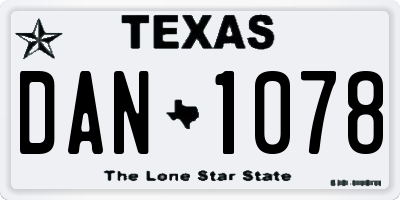 TX license plate DAN1078