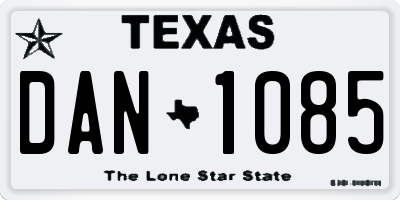 TX license plate DAN1085