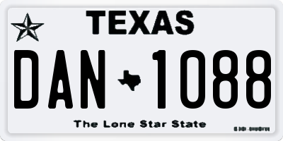 TX license plate DAN1088