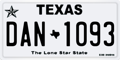 TX license plate DAN1093