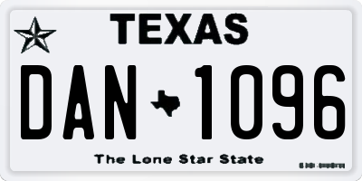 TX license plate DAN1096