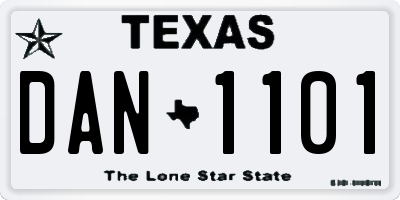TX license plate DAN1101