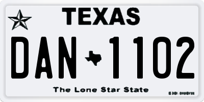 TX license plate DAN1102