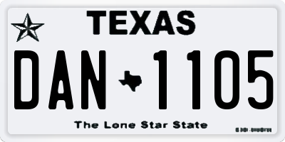 TX license plate DAN1105