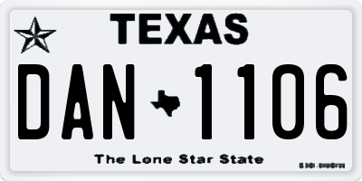 TX license plate DAN1106