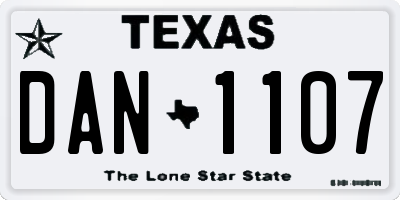 TX license plate DAN1107