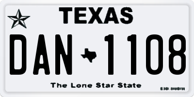 TX license plate DAN1108