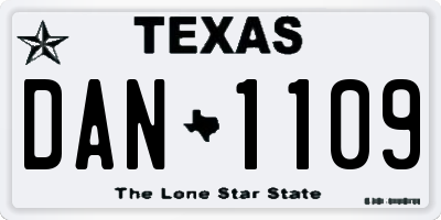 TX license plate DAN1109